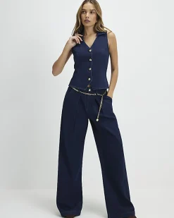 Blue Collared Denim Waistcoat