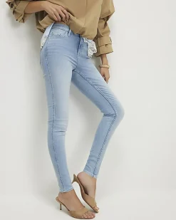 Blue Contrast Stitch Skinny Jeans