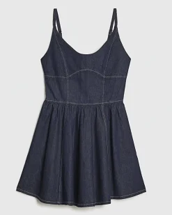 Blue Corset Detail Denim Mini Dress