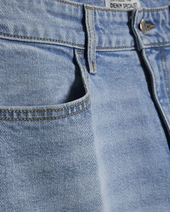 Blue Crease Front Kick Flare Jeans
