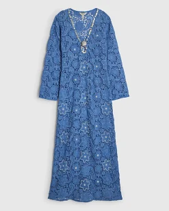 Blue Crochet Shell Maxi Dress