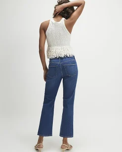 Blue Cropped Kick Flare Jeans