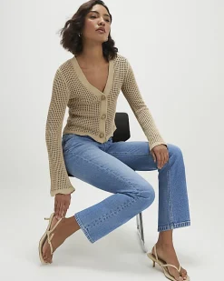 Blue Cropped Kick Flare Jeans