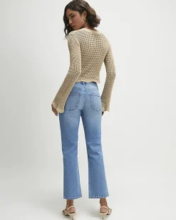 Blue Cropped Kick Flare Jeans