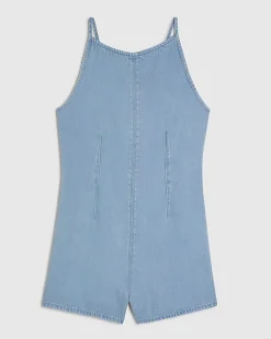 Blue Denim Boat Neck Playsuit