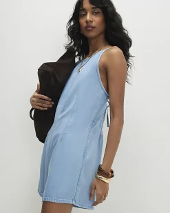 Blue Denim Boat Neck Playsuit