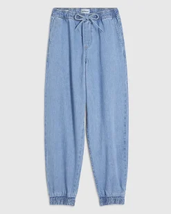 Blue Denim Cuffed Joggers