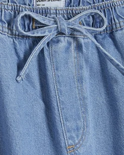Blue Denim Cuffed Joggers