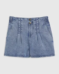 Blue Denim Dart Detail Shorts