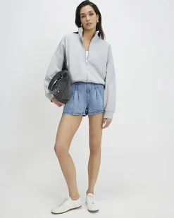 Blue Denim Dart Detail Shorts