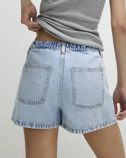 Blue Denim Elasticated A Line Shorts