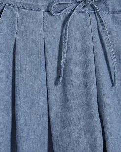 Blue Denim Look Drawstring Waist Cami Top