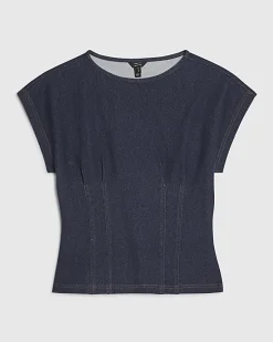 Blue Denim Look Waisted T-Shirt
