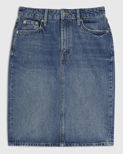 Blue Denim Midi Skirt