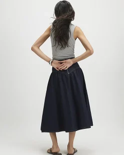 Blue Denim Midi Skirt