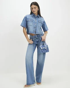 Blue Denim Pocket Front Boxy Shirt