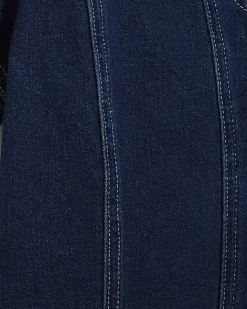 Blue Denim Short Sleeve Seamed Mini Dress