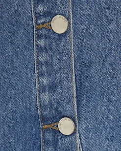 Blue Denim Sleeveless Raw Hem Top