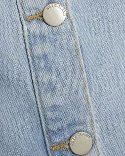 Blue Denim Sleeveless Raw Hem Top