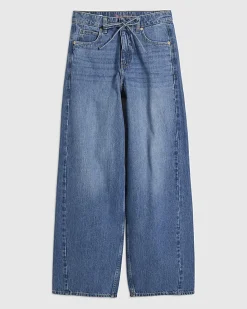 Blue Drawstring Balloon Leg Jeans