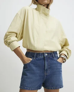 Blue Elasticated A Line Shorts