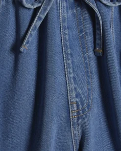 Blue Elasticated Waist Denim Cargo Shorts