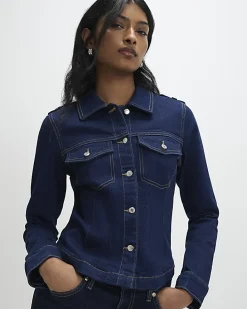 Blue Fitted Denim Jacket