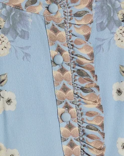 Blue Floral Boarder Print Blouse
