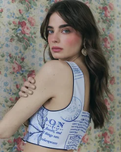 Blue Floral Print Bralet