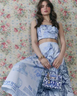 Blue Floral Print Bralet