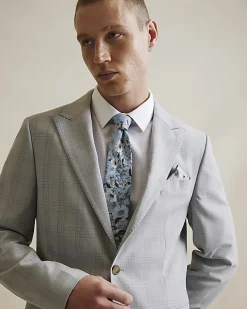 Blue Floral Tie and Handkerchief Set