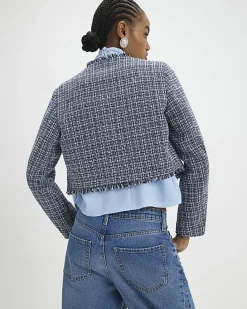 Blue Frayed Edge Boucle Jacket