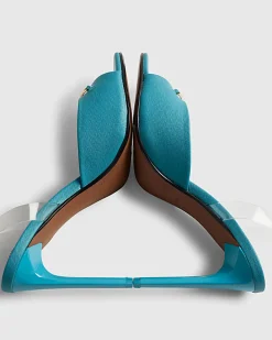 Blue Heeled Mule Sandals