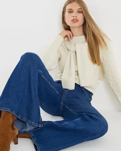 Blue High Waisted Soft Wide Leg Jeans