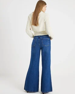 Blue High Waisted Soft Wide Leg Jeans