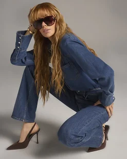 Blue High Waisted Stretch Straight Leg Jeans