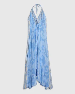 Blue La Mer Palm Print Maxi Dress