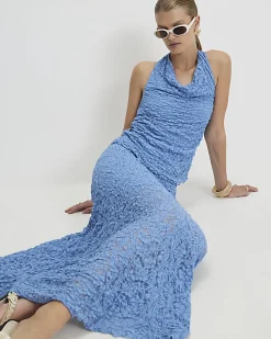 Blue Lace Maxi Skirt