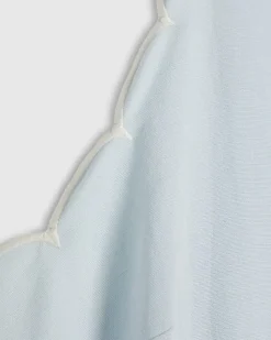 Blue Linen Blend Scallop Trim Playsuit
