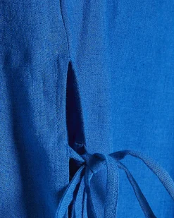 Blue Linen Blend Sleeveless Tank Top