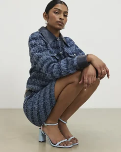 Blue Mid Block Heels
