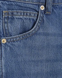 Blue Mid Rise Barrel Leg Jeans