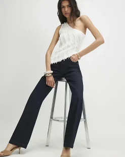 Blue Mid Rise Bootcut Jeans