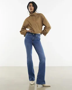 Blue Mid Rise Flared Jeans