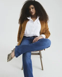 Blue Mid Rise Flared Jeans