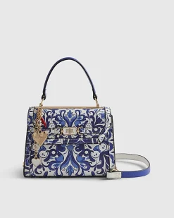 Blue Mini Floral Tote Cross Body Bag
