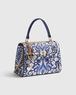 Blue Mini Floral Tote Cross Body Bag