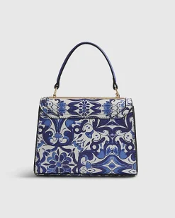 Blue Mini Floral Tote Cross Body Bag