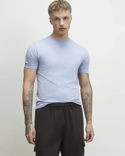 Blue Muscle Fit Lightweight Stretch T-Shirt