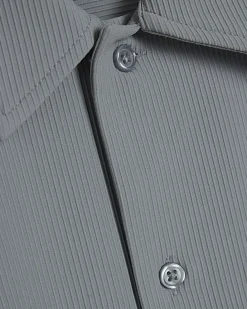 Blue Muscle Fit Stretch Ribbed Shirt